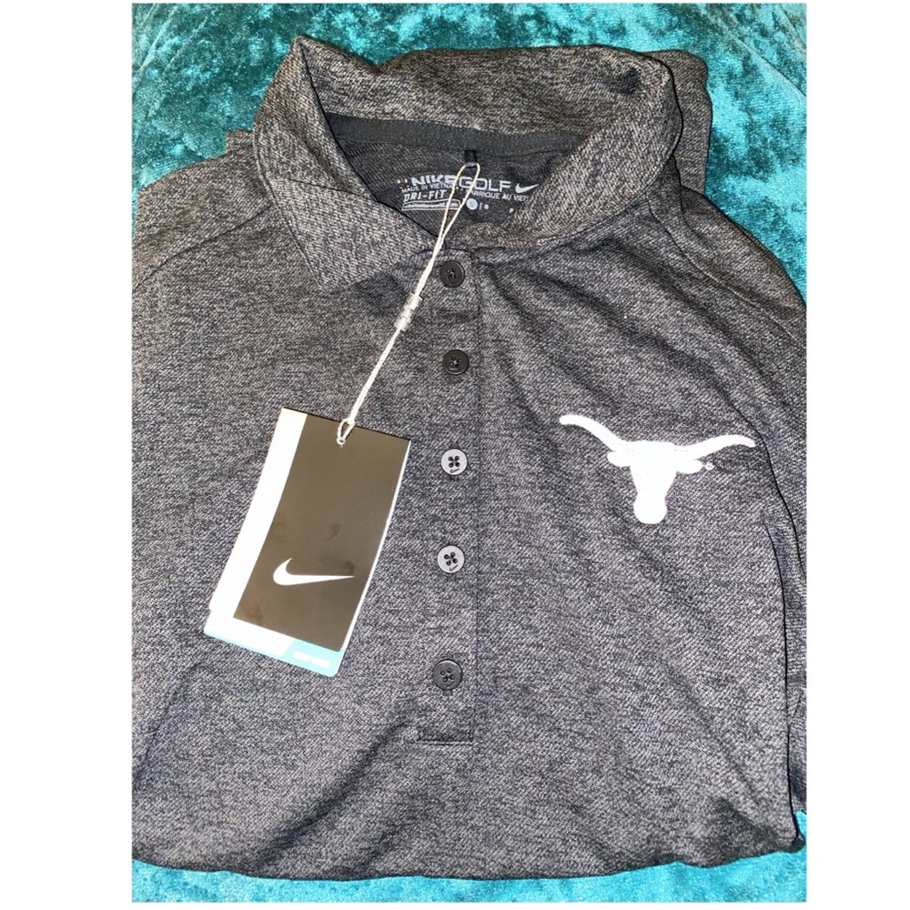 NEW Grey Women (S) Texas LH Nike Golf Dri-Fit Polo